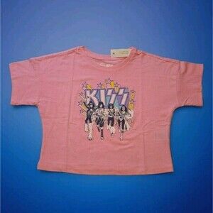 Kiss Crop Top T Shirt Size Small Pink Comfort Fit New🆕️Free Shipping📬